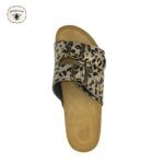 Gold & Leopard- Classic Genuine Leather Dual-Strap Buckle Sandal
