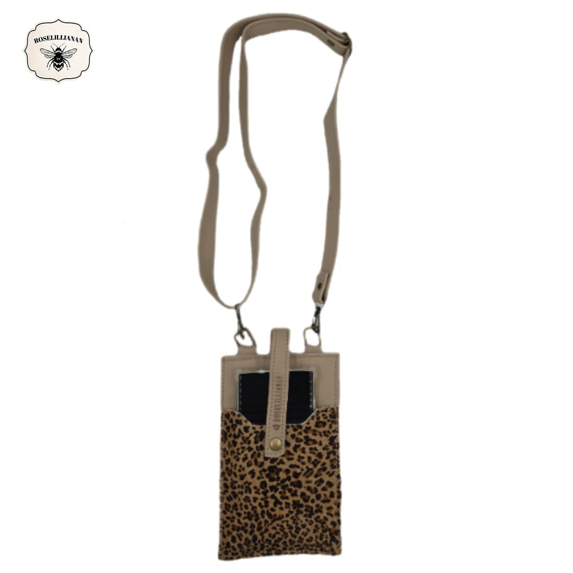 Genuine Leather Pouch Oyster & Leopard