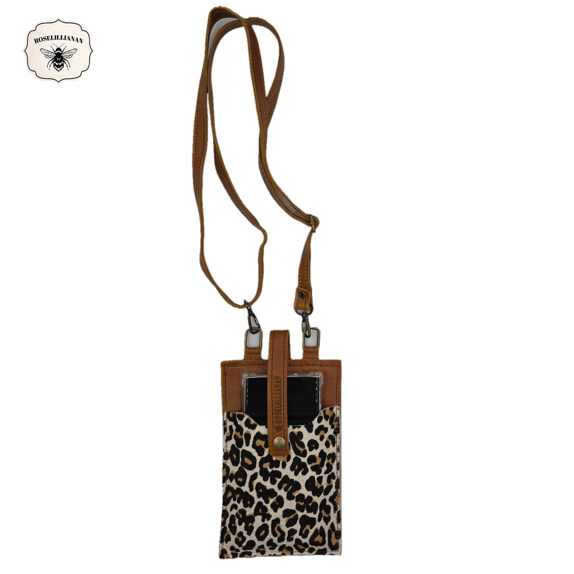 Genuine Leather Pouch Toffee & Leopard