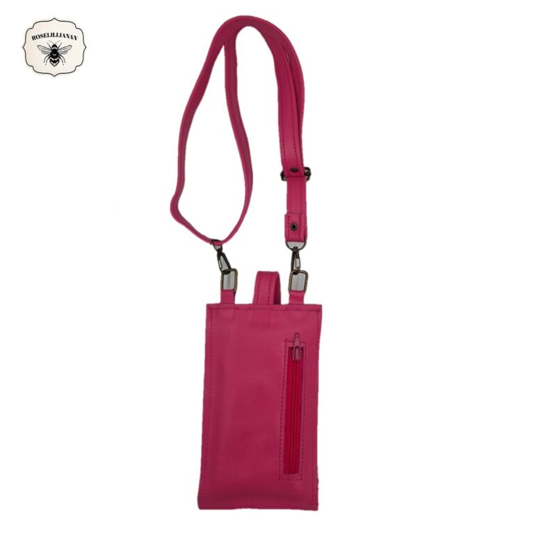Genuine Leather Pouch Bright Pink & White Leopard