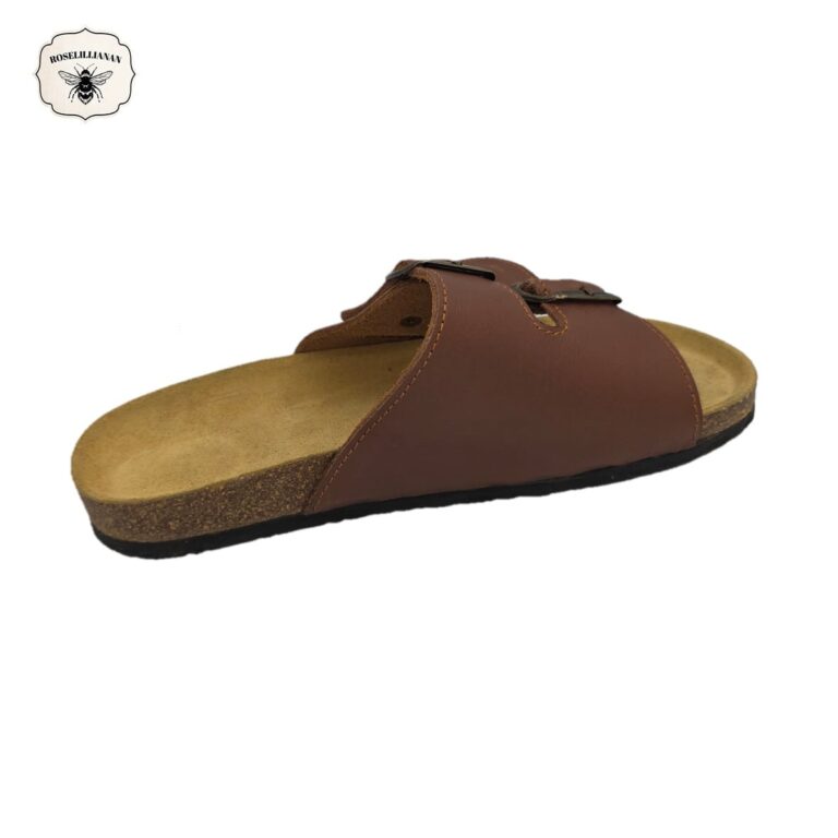 Rust Brown- Classic Genuine Leather Dual-Strap Buckle Sandal