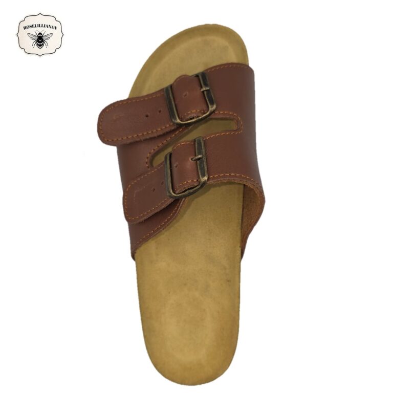 Rust Brown- Classic Genuine Leather Dual-Strap Buckle Sandal