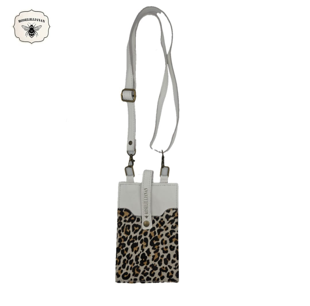 Genuine Leather Pouch White & White leopard