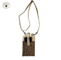 Genuine Leather Phone Pouch Gold & Leopard