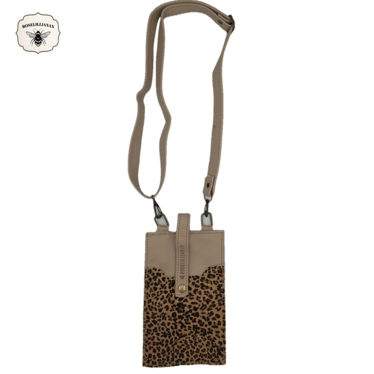 Genuine Leather Pouch Oyster & Leopard